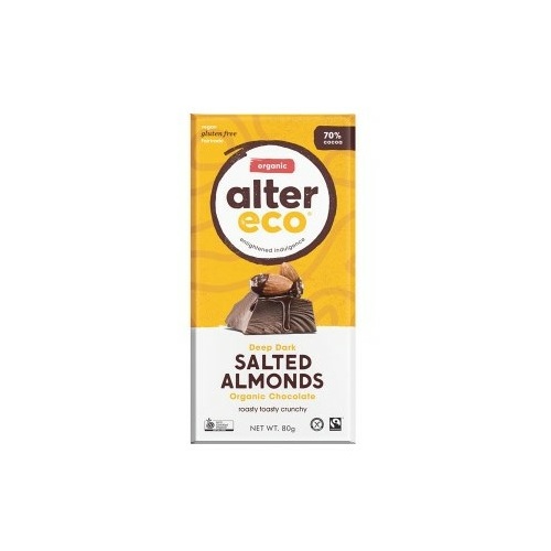 Alter Eco Dark Salted Almonds Organic Chocolate (70%) 80g