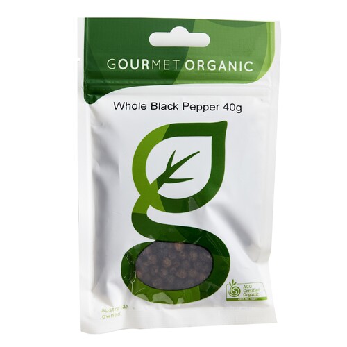 Gourmet Organic Herbs Whole Black Pepper 50g
